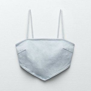 NWT ZARA Light Denim Crop Top sz S